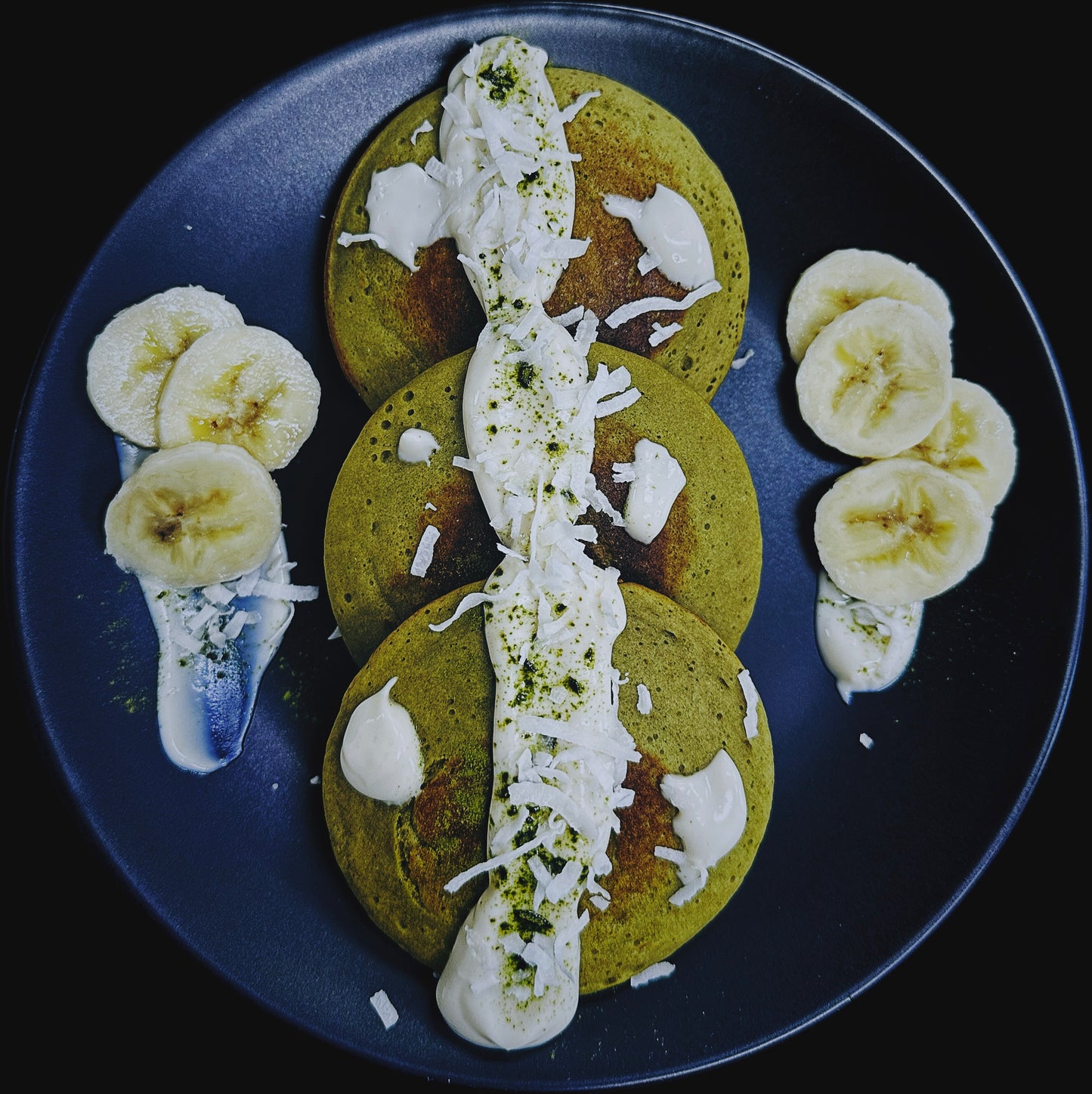 Vanilla Matcha Protein Pancakes - Side of Coconut Cream & Fruit